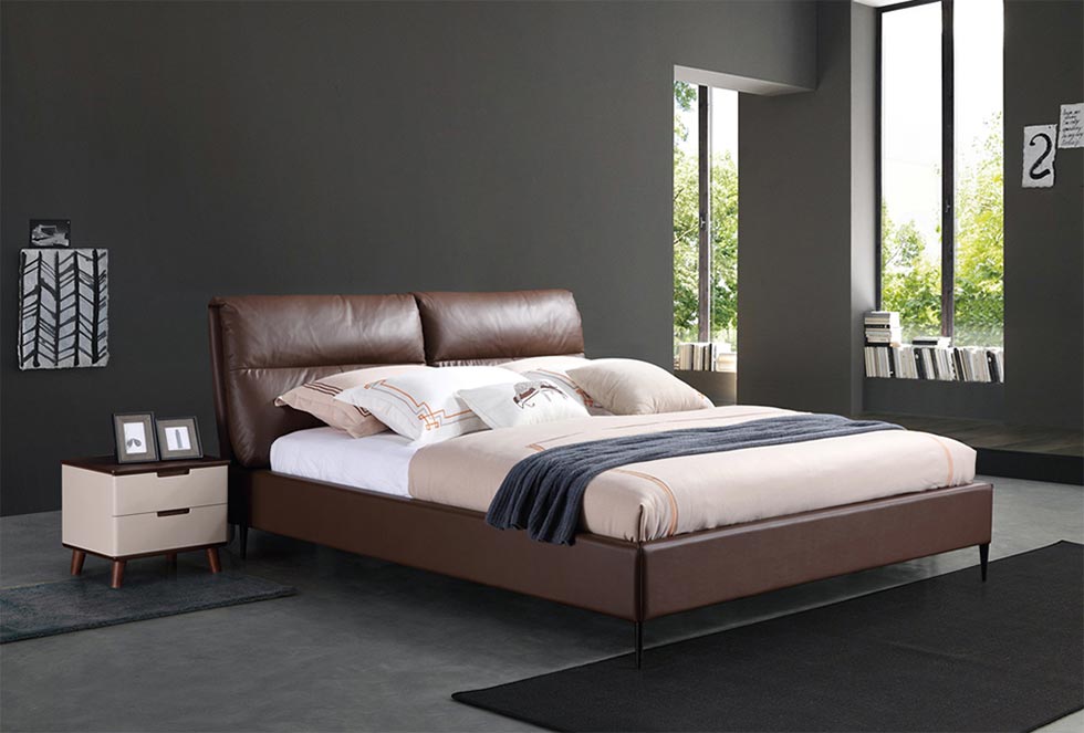 Modern Italian Leather Soft Bed